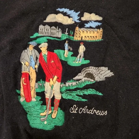 VTG Scott & Charters Hawick Mens M Or L Pure Lambswool Golf V Neck Sweater Knit - Picture 4 of 11